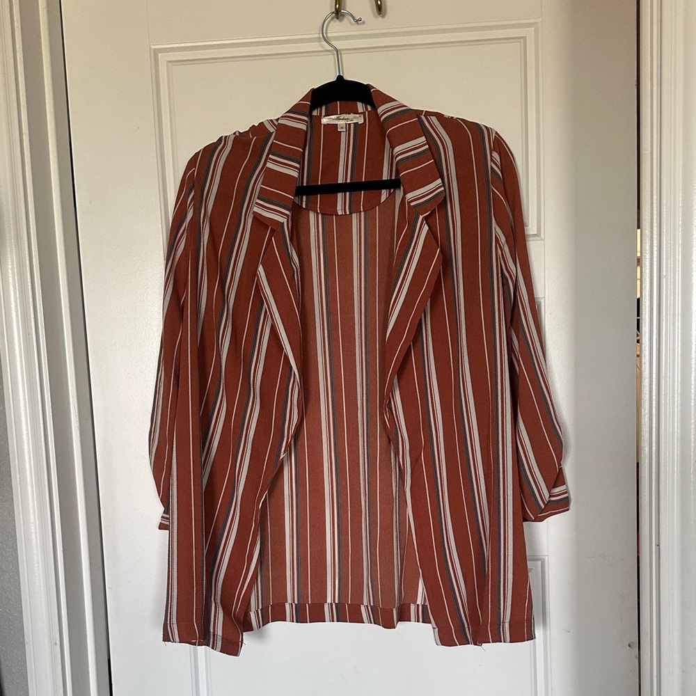 ANDREE BY UNIT Striped Rust Blazer
